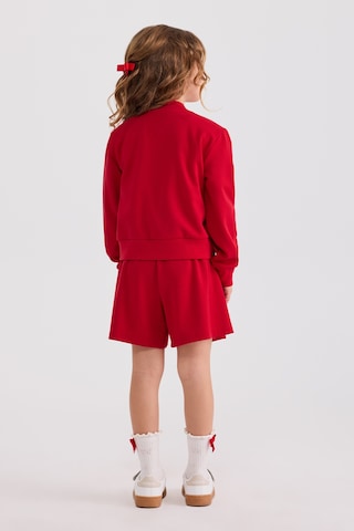 Panço Kız Çocuk Fermuarlı Kırmızı Sweatshirt