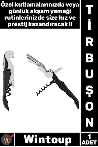 Tirbuşon Profesyonel Şarap Açacağı Ergonomik Paslanmaz Çelik Şık Lüks Restoran Kaliteli Tirbuşon Diğer