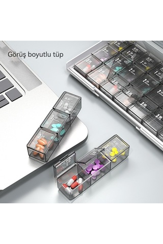 Likeable 21 Bölmeli Hap Kutusu, Ilaç Dağıtım Kutusu, Taşınabilir Ilaç Dağıtıcısı-yeşil