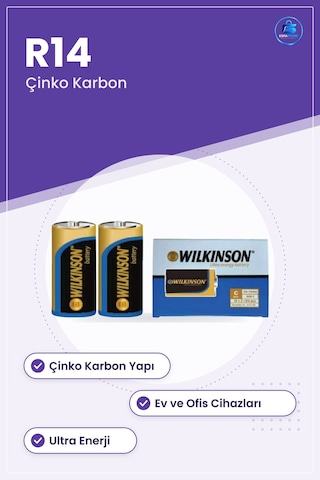 Orta Boy C Pil R14 Çinko Karbon Ultra Enerji Günlük Elektronik Ci