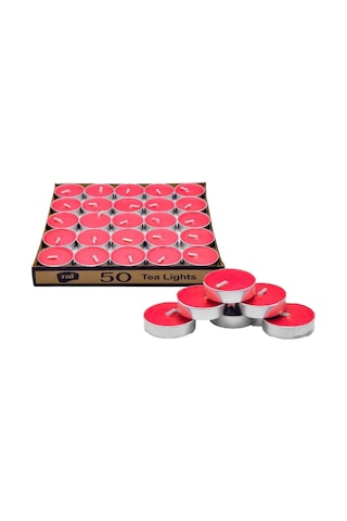 50 Li Yuvarlak Mum Kırmızı Tealight Mum Doğum Günü Parti Süsleme Kirmızı