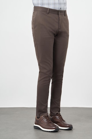 İmza Koyu Camel Düz Armürlü Pamuklu Yan Cep Slim Fit Casual Pantolon 1003245163 Koyu Camel
