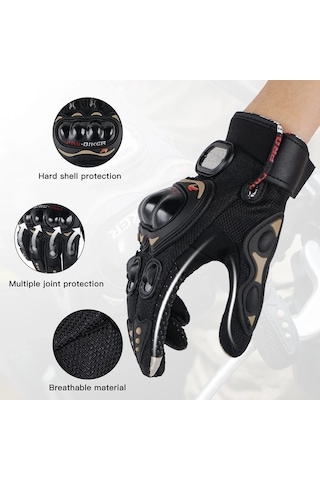 MOONRIDER Probiker Korumalı Motorcu Motosiklet Eldiveni Siyah
