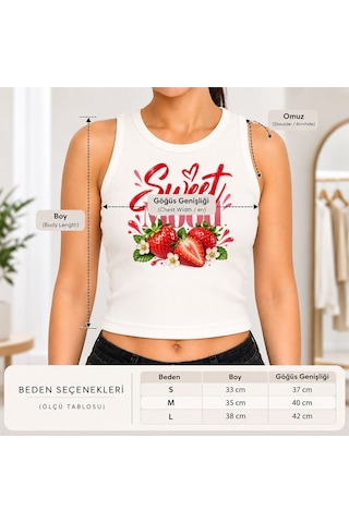 Bk Gift Sıfır Kol Fitilli Crop Bluz - Esnek Likralı Günlük Crop-4 Beyaz