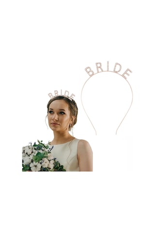 Rose Gold Renk Bekarlığa Veda Kristal Taş Bride Tacı İthal 16x10 Cm Diğer