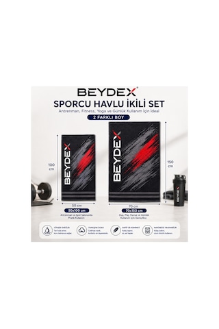 Sporcu Havlusu 2 Adet 50x100-75x150 Mikrofiber 350 Gr Pamuklu Süper Emici Havlu Çok Renklisiyah Beyaz