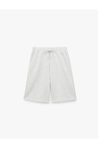 Koton Beli Lastikli Pamuk Karışımlı Rahat Kesim Şort Pijama Altı Gri Melanj 7wlk40269mk