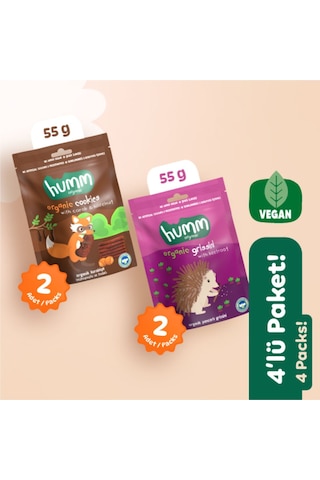 Humm Organic Organik Vegan Tatlı Kurabiye & Tuzlu Grissini Atıştırmalık 4 x 55 G