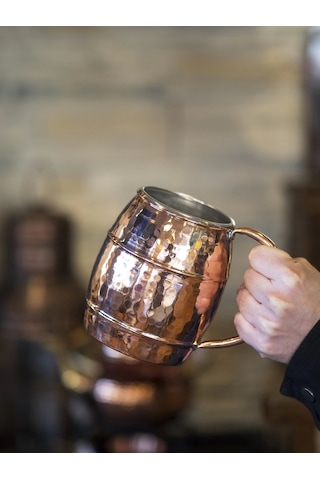 Bakır Bardak Fıçı Model 2li Parlak Bakır Renk