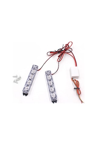 Singree Acil Durum Led Işık Barı - Kırmızı Mavi Yanıp Sönen 4 Led'li Motor Ve Araçlar İçin