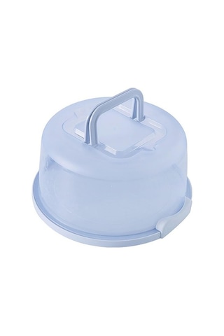 Plastik Pasta Kutusu, Kilitlenebilir Kapaklı Yuvarlak Pasta Saklama Kutusu Mavi