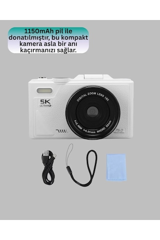 Hepsi Kompakt Dijital Fotoğraf Makinesi Beyaz 18x Dijital Zoom Destekli Najmaddin Standart