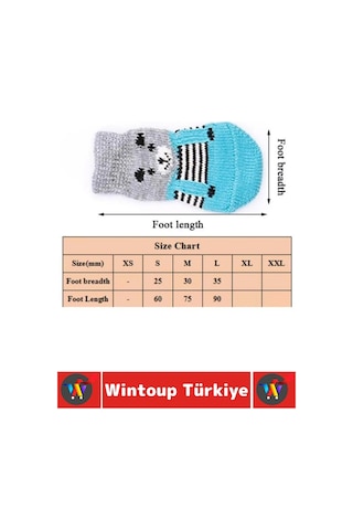 Evcil Hayvan Küçük Irk Kedi Köpek Likralı Kaydırmaz Sıcak Tutan Sevimli Örme Çorap 3 X 7.5 Cm 4 Adet