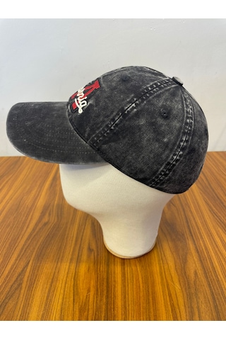 Hamze Vintage Yıkamalı Eskitme Model İthal Nakışlı Unisex Cap Şapka Siyah