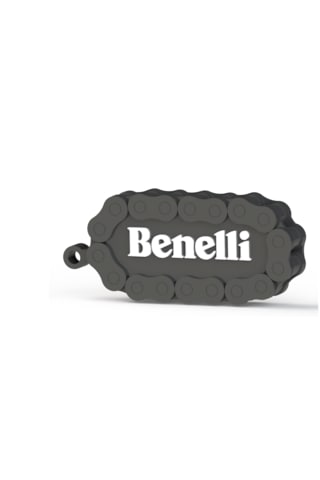 Benelli Logolu Özel Tasarım Zincir Detaylı Motosiklet Anahtarlığı Siyah