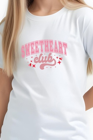 Fyk Kids Kız Çocuk Sweatheard Club Baskılı Tişört Beyaz