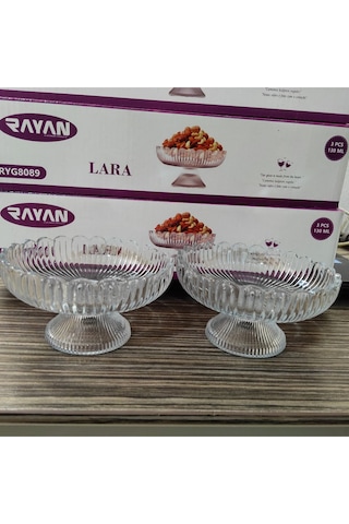 Rayan Lara 3 Lü Çerez Sunum Sabit Ayaklı Set 130 Cc Hacim 11 Cm Ağız Genişliği 6 Cm Boy. 6 Cm Ayak T