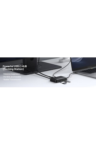 Jsaux Mp02 7in1 Type-c Pd Hub 100w Şarj Hdmı 2 X Usb 3.0 Sd Tf Kart Okuyucu Rj45 + Kablo Seti Dönüştürücü Çevirici Adaptör Hub