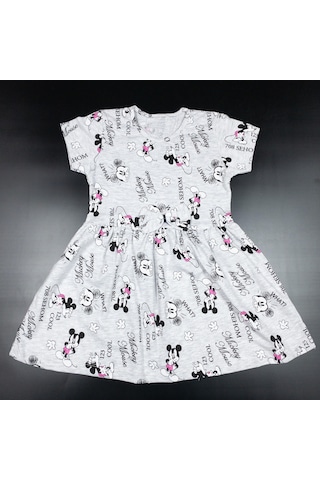 Momikon Mickey Mouse Desenli Elbise Gri
