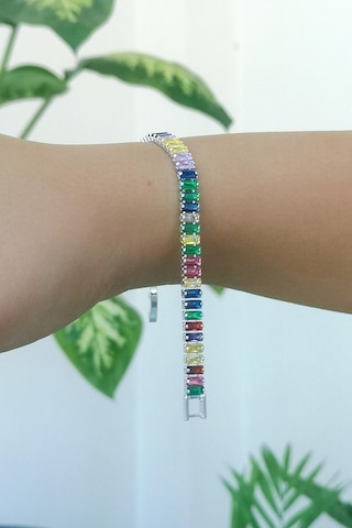 Zirkon Taşlı Baget Model Silver Su Yolu Bileklik - Silver Gümüş