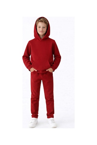 Esila Kids Çocuk Eşofman Takımı Kapüşonlu 3 İp 5-10 Yaş Bordo