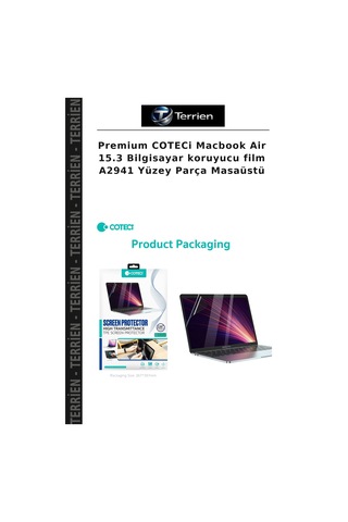 Premium Coteci Apple MacBook Uyumlu Air 15.3 Bilgisayar Koruyucu Film A2941 Yüzey Parça Masaüstü