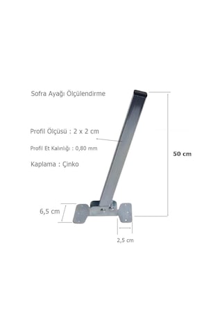 4 Adet Masa Sehpa Sofra Ayağı Metal Katlanır Ayak 50 Cm