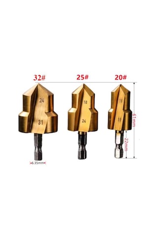 3 Parça Havşa Matkap Uç Boru Genişletme Raybalama Uç 20-25-32