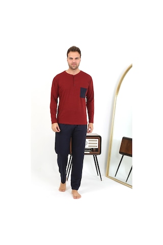 Akbeniz Erkek Uzun Kol Penye Bordo Pijama Takımı 6861 Bordo