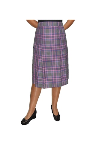 Gri-pembe Ekoseli Pileli Etek Art.3 Çok Renkli