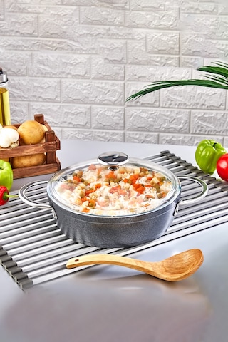 Galaksi Granit Pilav Ve Karnıyarık Basık Tencere 24 Cm Siyah Gümüş-siyah