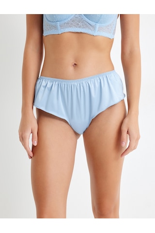 Koton Rahat Kalıp Yüksek Bel Saten Şort Külot Mavi 5wlk30188mk Mavi