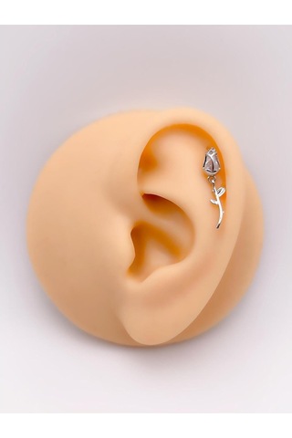 Lexroo Taşlı Gül Figürlü Kıkırdak Helix Tragus Piercing 1adet Çok Renkli