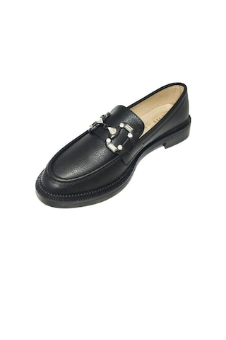 Comfort Shoes 303-24 Deri Trend Fashion Taşlı Kadın Babet Sıyah