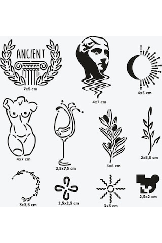 Ephesus City Pack Spray Tattoo Geçici Dövme Seti 11 Desen + Sprey Siyah