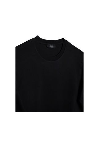 Tudors Relax Fit Rahat Kesim Pamuk Bisiklet Yaka Siyah Sweatshirt-32654 Siyah
