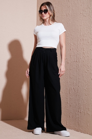 Lela Wide Leg Yüksek Bel Geniş Paça Palazzo Bayan Pantolon 5866290 Siyah