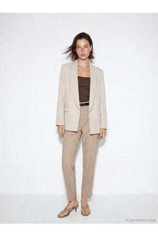 Lcw Vision Bej Şal Yaka Krep Kadın Blazer Ceket