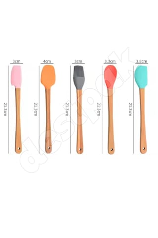 5'li Mini Bambu Spatula Seti - Yumurta Fırçalı - Mini Boy