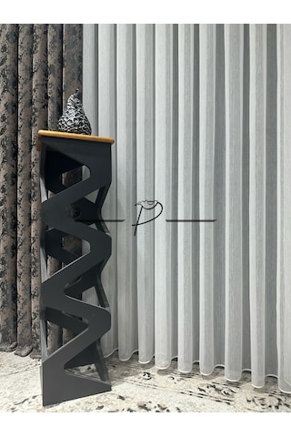 Tül Perde Simli Balık Sırtı Desen Ultra Dökümlü Etek Kurşun Sarımlı Çok Renkli