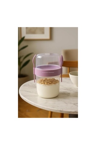 Taşınabilir Sızdırmaz Yoğurt Ve Granola Kabı, 1100 Ml, Pratik Tasarım, Kaşıklı 0