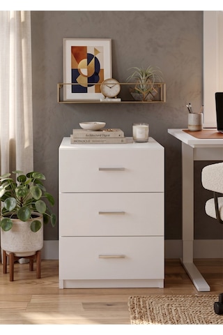 Yurudesign Vario C 3 Çekmeceli Keson Ofis Masası Altı Dolabı Yazıcı Sehpası Beyaz
