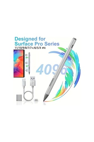 Fastbuy Silvery Surface Pro 11/9/10/8 İçin Yüksek Kaliteli Stylus Kalem