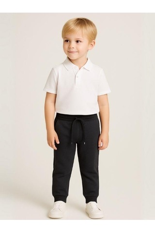 Çocuk Beli Paçası Lastikli Yumuşak Dokulu Okul Eşofman Altı-16088 Füme