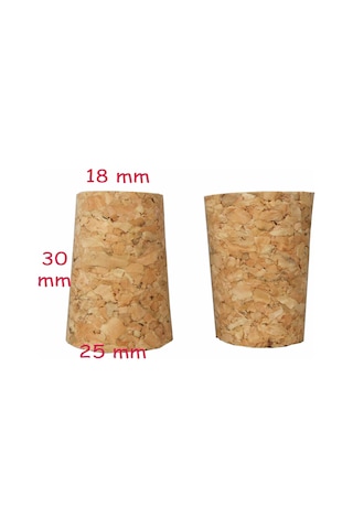 50 Adet Konik Mantar Tıpası Mantar Şişe 30X25X18 50 Adet Konik Mantar Tıpası Mantar Şişe 30X25X18