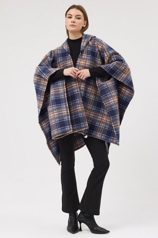 Buly Cozy Soul Kapüşonlu Panço Winter Grid