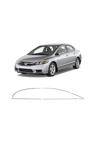 Honda Civic 2006 Tam Tur Paslnamaz Krom Cam Çerçeve Çıtası Seti 4