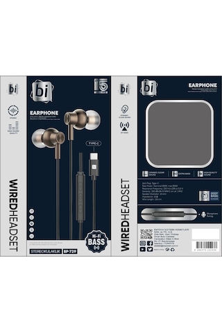 Bipower BP-729 Type-C Kulakiçi Kablolu Kulaklık
