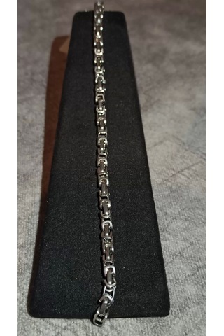 Gümüş Renk, Modern Halkalı Paslanmaz Çelik Erkek Bileklik 22 Cm Çok Renkli