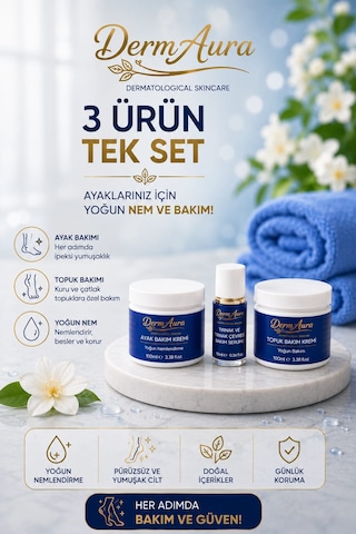 Premium Ayak Bakım Seti Ayak Ve Topuk Bakım Kremi + Topuk Bakım Kremi + Tırnak Ve Tırnak Çevresi Bakım Serumu